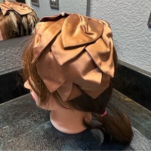 Cathay Vintage Fascinator Hat Satin Bow Feather Elegant Brown
